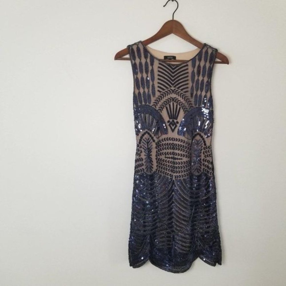 Shiny Blue/Cream Sequin Dress S Local Pickup Only